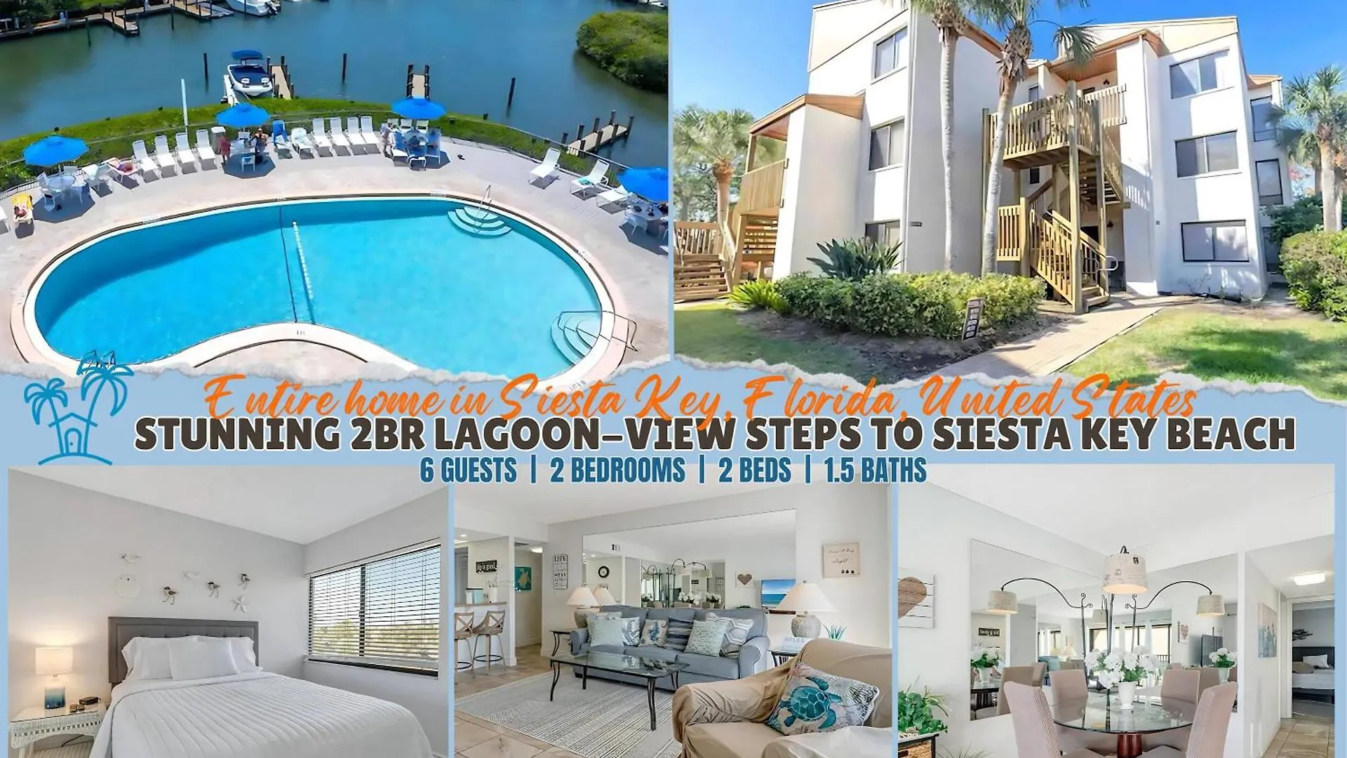 Charming 2br Lagoon-view Steps To Siesta Key Sarasota