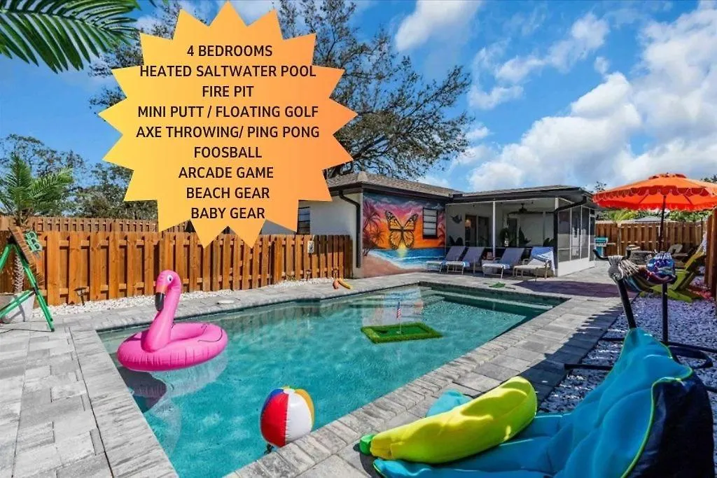 Holiday home Fun 4Bd Saltwater Pool Oasis Games Near Beaches *